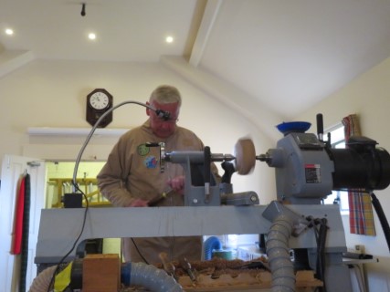 Keith using the club lathe not quite to it's capacity